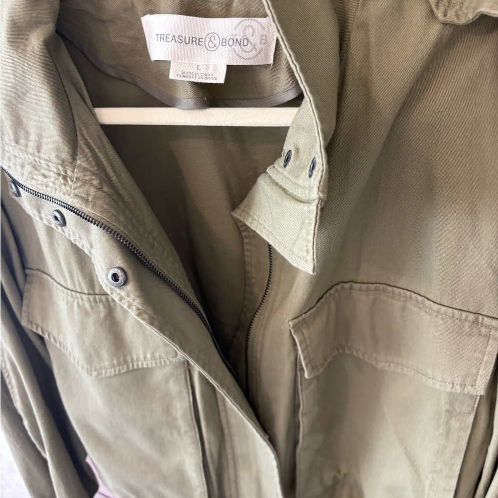 Ladies Sz L Treasure & Bond Olive Green Utility Jacket - Picture 5 of 5